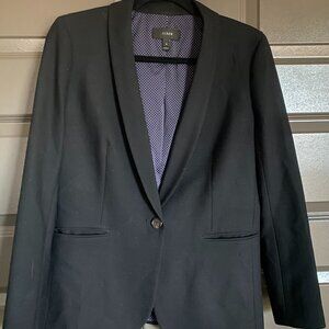 J Crew Women's Black Blacker w Felt Collar and Polka Dot Lining Sz 8